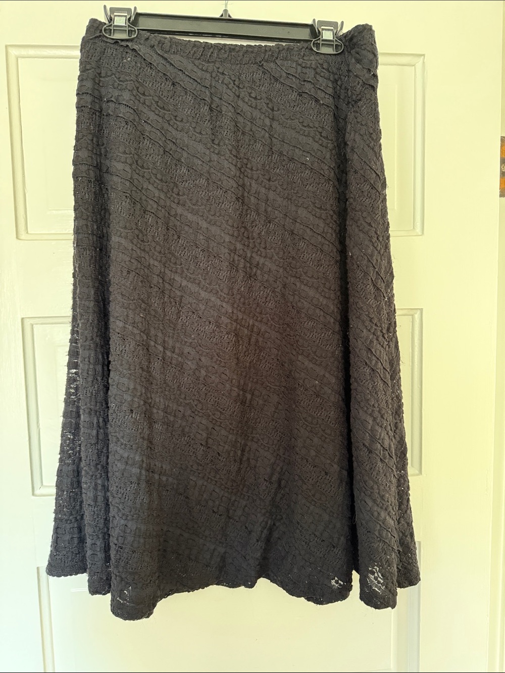 Lapis Black Textured A-Line Skirt